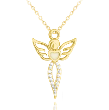 Náhrdelník Pozlacený stříbrný náhrdelník s andílkem - srdíčko svítí ve tmě!