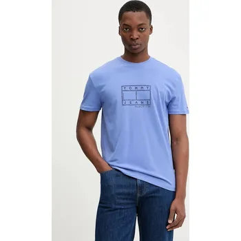 Pánské tričko Bavlněné tričko Tommy Jeans pánské, fialová barva, DM0DM22317 54X, vel. XL