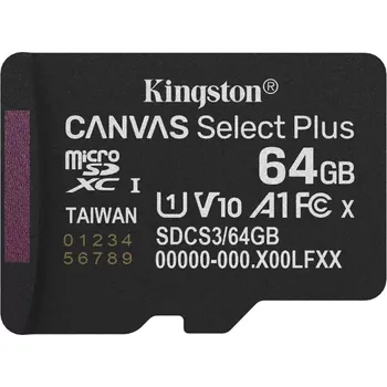 Paměťová karta Kingston Canvas Select Plus/Micro SDXC/64GB/UHS-I U1 / Class 10