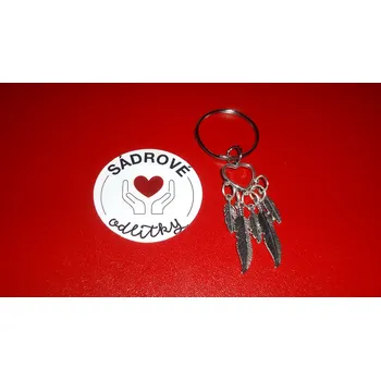 HandMade by VeJa Přívěšek na klíče - srdce s per #780;i #769;m s krouz #780;kem