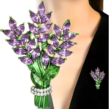 Brož Camerazar Brož s kubickou zirkonií ve tvaru kytice levandulových květů se špendlíkem