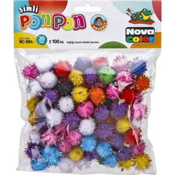kreativní sada Pom poms 20mm glitter mix 100ks