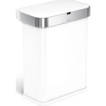Odpadkový koš Simplehuman - Bezdotykový odpadkový koš 58 l, s kapsou na sáčky, bílá ST2049
