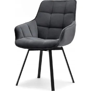 Jídelní židle MPT Otočná jídelní židle Aruba, tmavě šedý velur/černé kovové podnoží