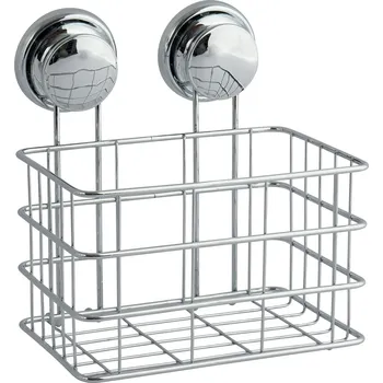 Drátěná police MSV polička s přísavkami MEGA VENTOUSES, do koupelny, lesklá ocel, 20,2 cm