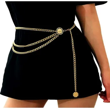 Opasek Camerazar Zlatý dámský pásek s kovovým řetízkem do pasu