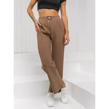 Dámské kalhoty Hnědé dámské textilní kalhoty wide leg Bolf W5226 - L/XL
