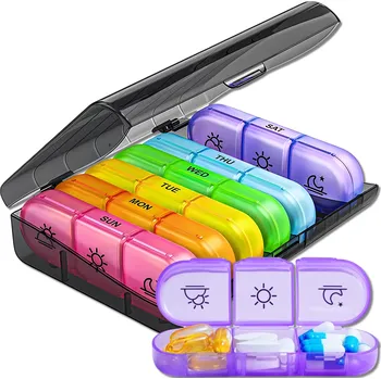 Lékárnička Camerazar Organizér na léky - Barevná krabička 7 dní, 3x denně pro přehledné dávkování