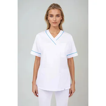 Zdravotnický oděv 2P SERVIS Halena dámská Julia-B bílá/tyrkysová barva 4XL