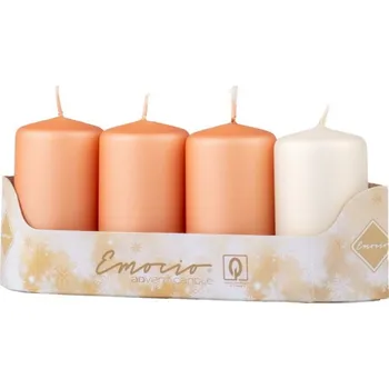 Svíčka Emocio adventní svíčky 50x90 mix oranžových a krémových barev metalické matné 4 ks 500 g