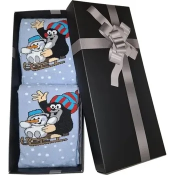 Dámská móda Boma Ponožky v krabičce On a Ona Vánoce Krtek ( 2 páry ) - světle modrá Velikost: 35-38 a 35-38