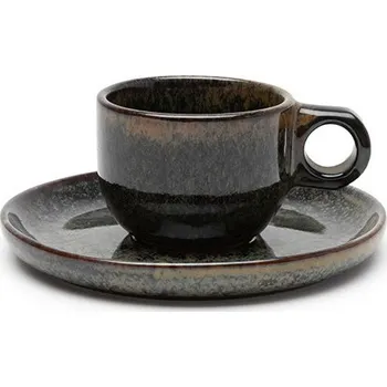 Serax, Šálek na espresso s podšálkem Surface 100 ml, černo-šedá - Formadore