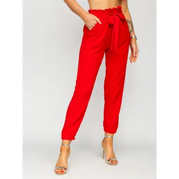 Dámské oblečení Červené dámské textilní jogger kalhoty Bolf W5076 - 2XL