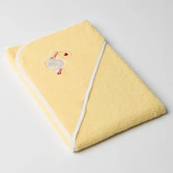 Dětská osuška Veba s kapucí žlutá s výšivkou Čapí pošta bílá lemovka Varianta: 75x75cm