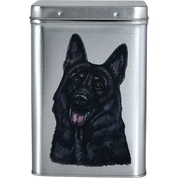 Dóza na potraviny Plechová dóza - německý ovčák černý (objem 1,5 l)