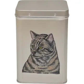 Dóza na potraviny Plechová dóza - mourovatá kočka (objem 1,5 l)