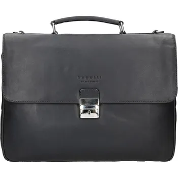 Pánská aktovka Luxusní pánská kožená aktovka Bugatti Fenix - černá