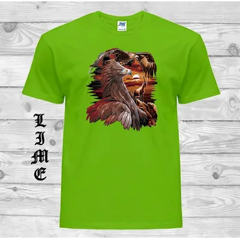 Pánské tričko panske-levne-bavlnene-tricko-digi-potisk-orel-kamzik Barva: Lime - limetková, velikost: XS