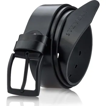 Opasek Pánský kožený opasek Premium Stevens černý široký klasický 4 cm + krabička (90cm)