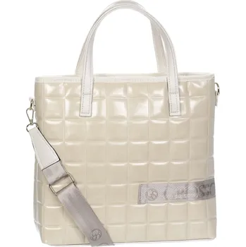 Módní doplněk Větší moderní béžová dámská kabelka S692 GROSSO