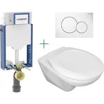 WC sada Geberit + Jika Set předstěnové instalace Kombifix + klozet Jika Euroline a sedátko Zeta + tlačítko Sigma01, alpská bílá