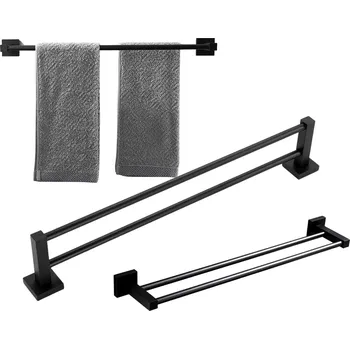 Věšák Camerazar Černý držák na ručník 50 cm v LOFT stylu