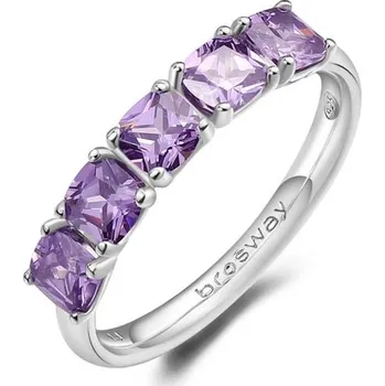 Prsten Prsten Brosway FANCY MAGIC PURPLE s pěti fialovými krystaly - Stříbro 925 Velikost prstenu: 58mm