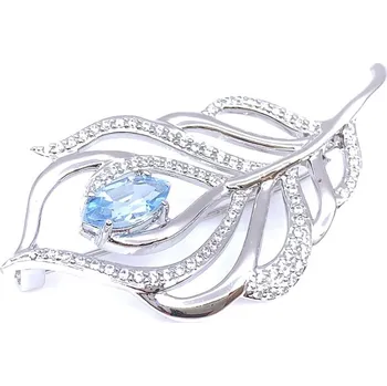Řetízek Šperky Jan Kos Jan Kos jewellery Stříbrná brož se Sky Blue Topaz MHT-3261/S