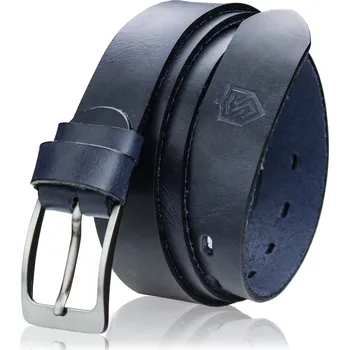Opasek Pánský kožený opasek STEVENS Faced Leather Super Quality Navy Blue (100cm)