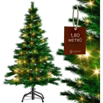 Vánoční stromek Casaria Umělý vánoční stromeček 180 cm + světelný řetěz 120 LED teplá bílá