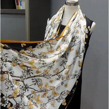 Šála Dlouhá šála z hedvábí - Motýli 1