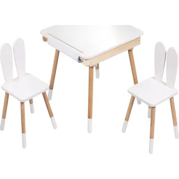 Dětský pokoj ELIS DESIGN Dětský rostoucí set - kreslící stolek a 2 židličky s oušky - BAZAR
