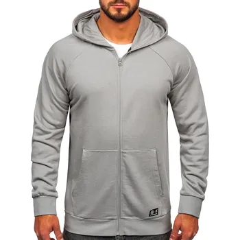 Pánská mikina Šedá pánská mikina s kapucí z organické bavlny 4F BLM011 - XL