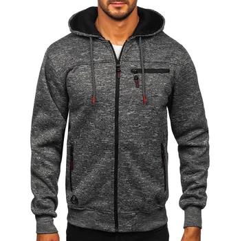 Pánská mikina Antarcitová pánská zateplená mikina s kapucí Bolf TC1313 - M