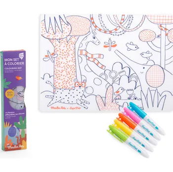 MOULIN ROTY Silikonové prostírání s fixami Les Toupitis