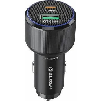 Tablet Swissten Cl Adaptér Usb-C Pd + Usb-A, 63W Černý