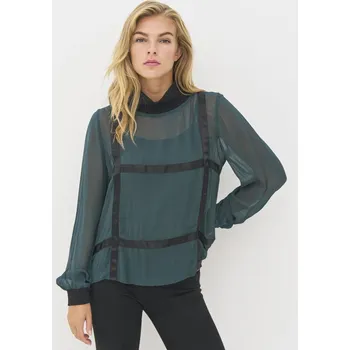 Dámská halenka Halenka Nu Denmark 8616-50 tmavě zelená s černými detaily Velikost: 42