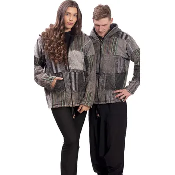 Teplá bunda PATCHWORK šedá XL