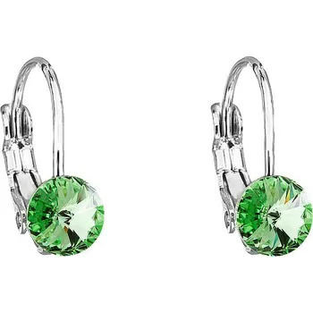 Náušnice Stříbrné náušnice háček kulaté rivoli 6mm peridot Ag925