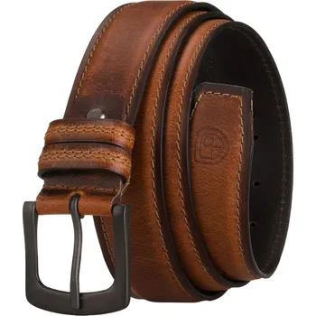 Opasek Hnědý kožený pánský opasek s klasickou sponou a dvěma poutky - Peterson (115)