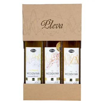 Medovina Pleva Ochutnávka tří limitovaných medovin - Překvapivá pohanková medovina 0,3l z limitované edice, Jiskřivá medovina s červeným rybízem 0,3l z limitované edice, Zlatavá pampelišková medovina 0,3l z limitované edice