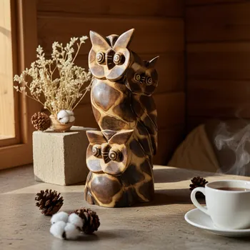 Socha Sova - 3 Sovy / Dřevo 40 cm