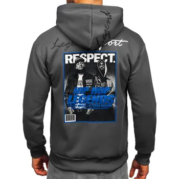 Pánská mikina Grafitová pánská mikina s kapucí a potiskem anorak Bolf M280 - XL