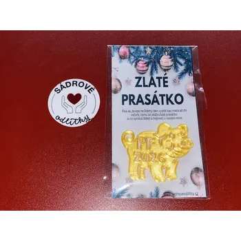 HandMade by VeJa Dárková karta - Zlaté prasátko (Vánoce)