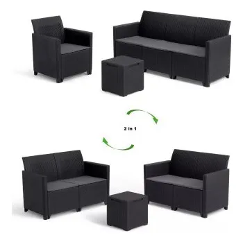 Zahradní stan Sedací souprava Marie polyratanový, černý - A KETER