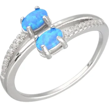 Prsten Argento 72723 Stříbrný prsten - modré oválné syntetické opály, čiré kulaté zirkony | Velikost prstenu: 59mm