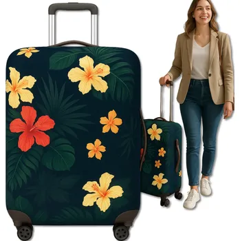 Camerazar Elastický ochranný obal na kufr pro cestovní zavazadla s květinovým vzorem