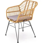 Halmar Ratanové křeslo K541 přírodní/šedé