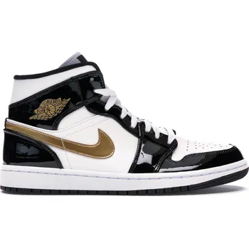 Pánské tenisky Jordan 1 Mid Patent Black White Gold Velikost: 45.5 852542-007