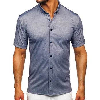 Pánské oblečení Modrá pánská košile s krátkým rukávem Bolf 2005 - XL